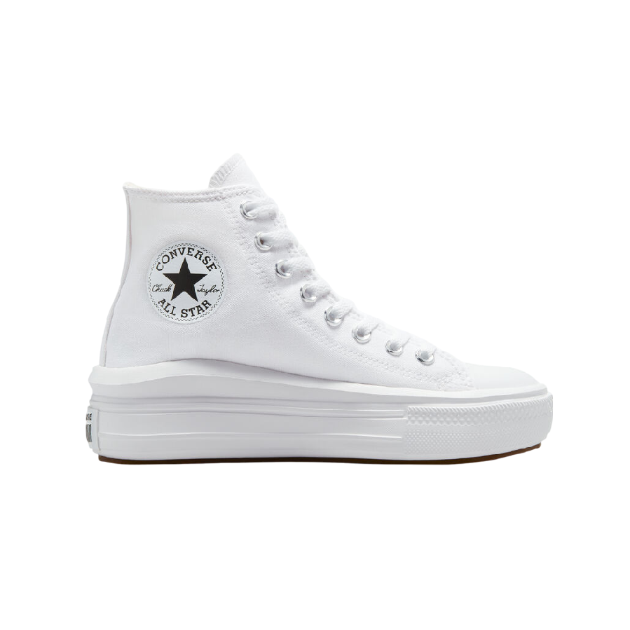 Sneakers Converse Chuck Taylor All Star Move 568498C platform donna bianco-avorio con suola ultraleggera, scarpe alte con ammortizzazione OrthoLite per massimo comfort, vista laterale