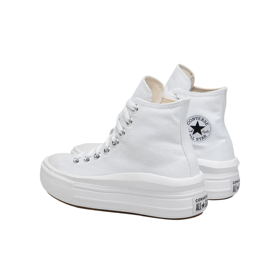 Sneakers Converse Chuck Taylor All Star Move 568498C platform donna bianco-avorio con suola ultraleggera, scarpe alte con ammortizzazione OrthoLite per massimo comfort, vista posteriore