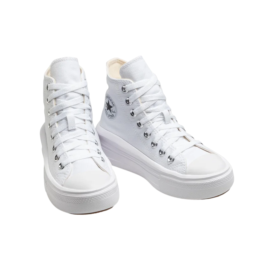 Sneakers Converse Chuck Taylor All Star Move 568498C platform donna bianco-avorio con suola ultraleggera, scarpe alte con ammortizzazione OrthoLite per massimo comfort, vista frontale
