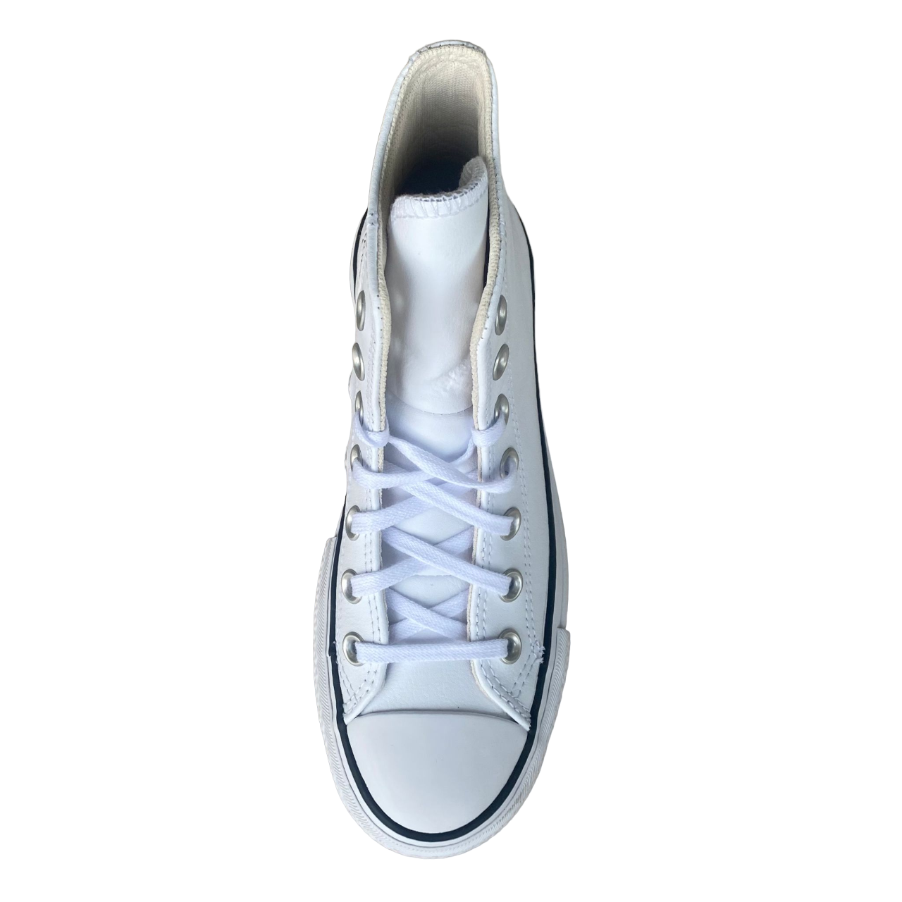 Converse Chuck Taylor All Star Platform 561676C sneakers alta donna in pelle bianco-nero con zeppa, vista dall'alto