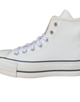 Converse Chuck Taylor All Star Platform 561676C sneakers alta donna in pelle bianco-nero con zeppa, vista esterna