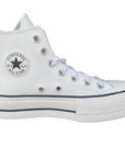 Converse Chuck Taylor All Star Platform 561676C sneakers alta donna in pelle bianco-nero con zeppa vista laterale