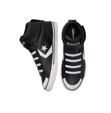 Converse scarpa sneakers alta con laccio elastico e velcro da ragazzo Pro Blaze A01072C nero-bianco