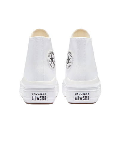 Converse scarpa sneakers alta da donna in pelle con zeppa Chuck Taylor Star Move A04295C bianco