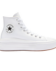Converse scarpa sneakers alta da donna in pelle con zeppa Chuck Taylor Star Move A04295C bianco