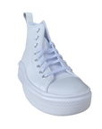 Converse scarpa sneakers alta da donna in pelle con zeppa Chuck Taylor Star Move A05535C bianco