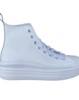 Converse scarpa sneakers alta da donna in pelle con zeppa Chuck Taylor Star Move A05535C bianco