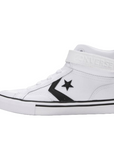 Converse scarpa sneakers alta da ragazzo con laccio elastico e velcro Pro Blaze HI A01073C bianco-nero