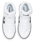 Converse scarpa sneakers alta da ragazzo con laccio elastico e velcro Pro Blaze HI A01073C bianco-nero