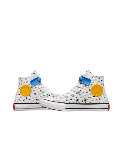 Converse scarpa sneakers da bambini in tela Chuck Taylor All Star Easy On Doodles A06316C bianco