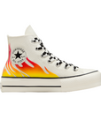 Converse scarpa sneakers da donna con zeppa Chuck Taylor All Star Lift Flames A07892C airone-rosso smalto-nero