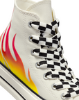 Converse scarpa sneakers da donna con zeppa Chuck Taylor All Star Lift Flames A07892C airone-rosso smalto-nero