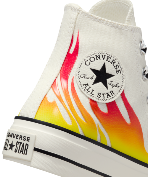 Converse scarpa sneakers da donna con zeppa Chuck Taylor All Star Lift Flames A07892C airone-rosso smalto-nero