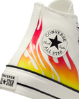 Converse scarpa sneakers da donna con zeppa Chuck Taylor All Star Lift Flames A07892C airone-rosso smalto-nero