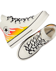 Converse scarpa sneakers da donna con zeppa Chuck Taylor All Star Lift Flames A07892C airone-rosso smalto-nero