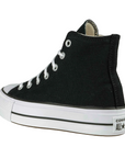 Converse scarpa sneakers in pelle da donna con zeppa Chuck Taylor All Star Platform LIFT Hi 560845C nero