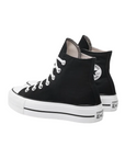 Converse scarpa sneakers in pelle da donna con zeppa Chuck Taylor All Star Platform LIFT Hi 560845C nero