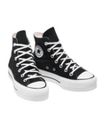 Converse scarpa sneakers in pelle da donna con zeppa Chuck Taylor All Star Platform LIFT Hi 560845C nero