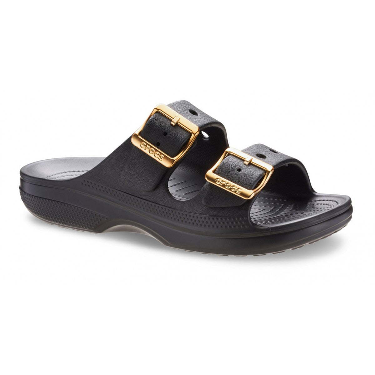 Crocs sandalo da donna Saturday Metallic Buckle 213316-001 Black vista avanti