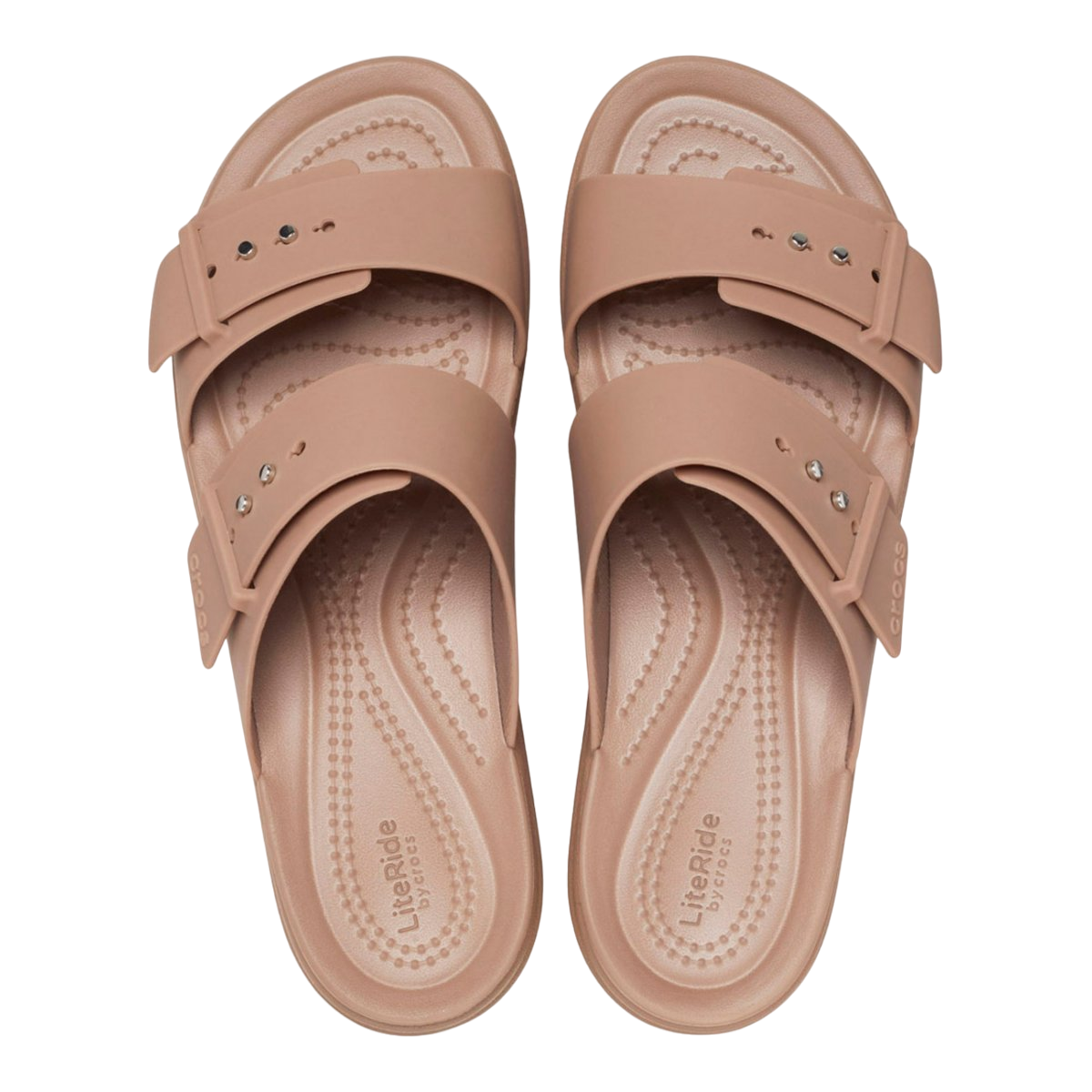 Crocs sandalo da donna con zeppa Brooklyn Buckle Low Wedge 207431-2Q9 latte 3