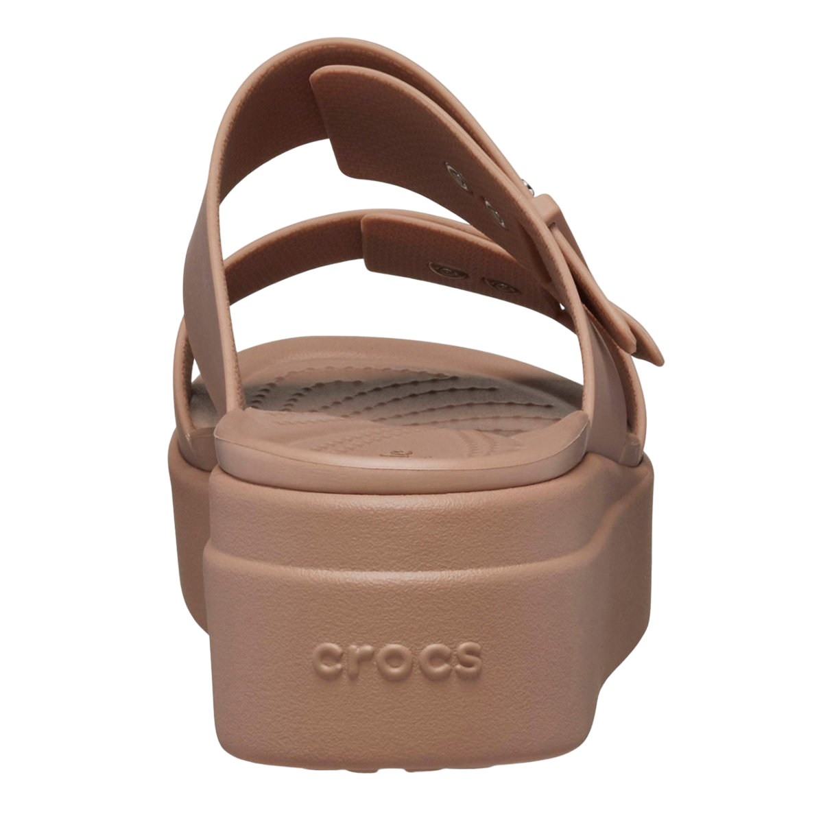 Crocs sandalo da donna con zeppa Brooklyn Buckle Low Wedge 207431-2Q9 latte 4