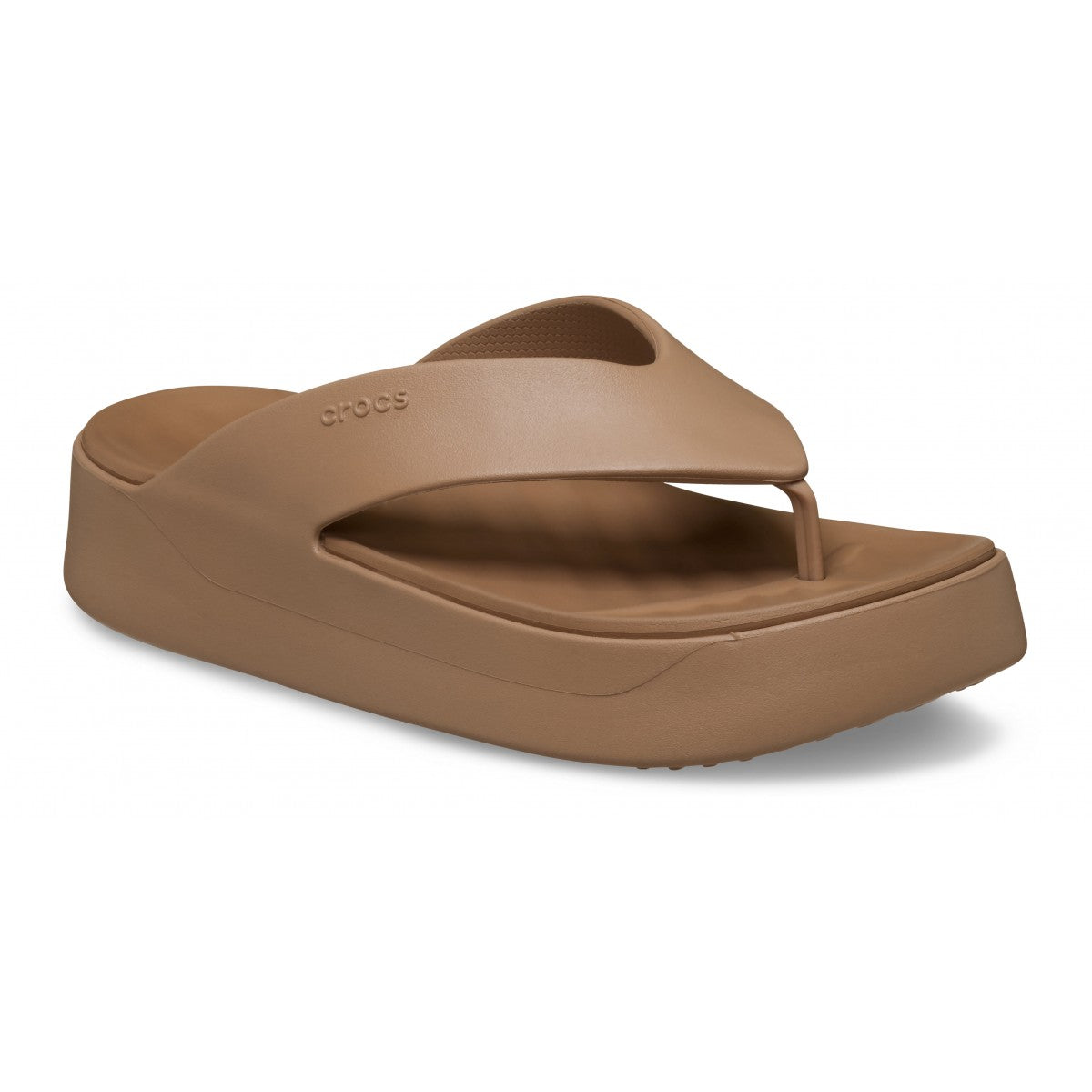 Crocs sandalo infradito da donna Getaway Platform Flip 209410-2JJ Milk Chocolate vista anteriore
