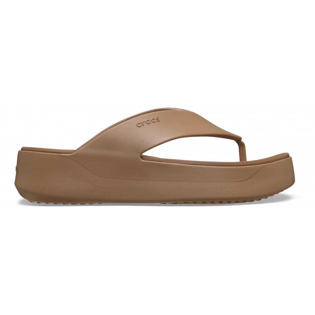 Crocs sandalo infradito da donna Getaway Platform Flip 209410-2JJ Milk Chocolate vista laterale