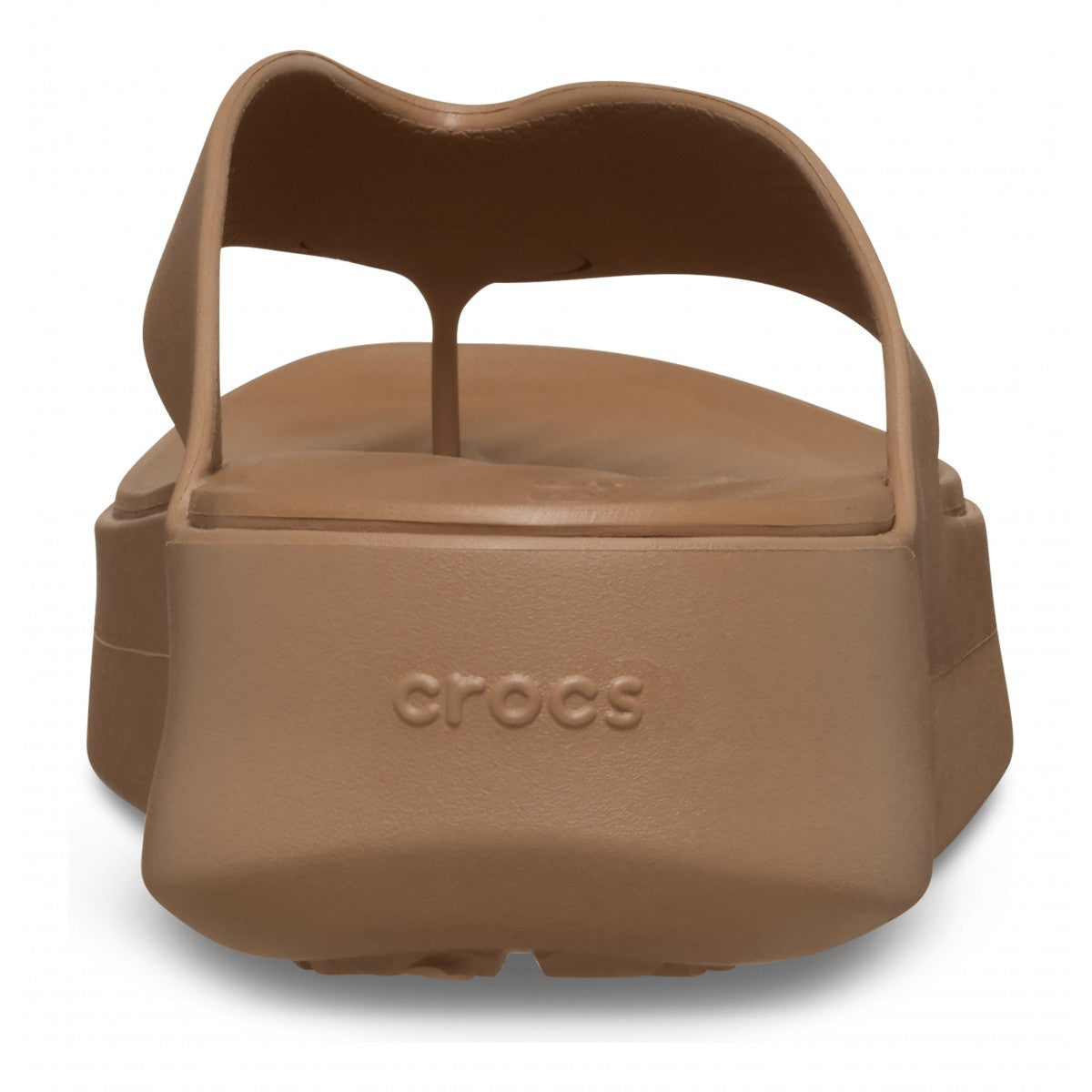 Crocs sandalo infradito da donna Getaway Platform Flip 209410-2JJ Milk Chocolate vista tallone