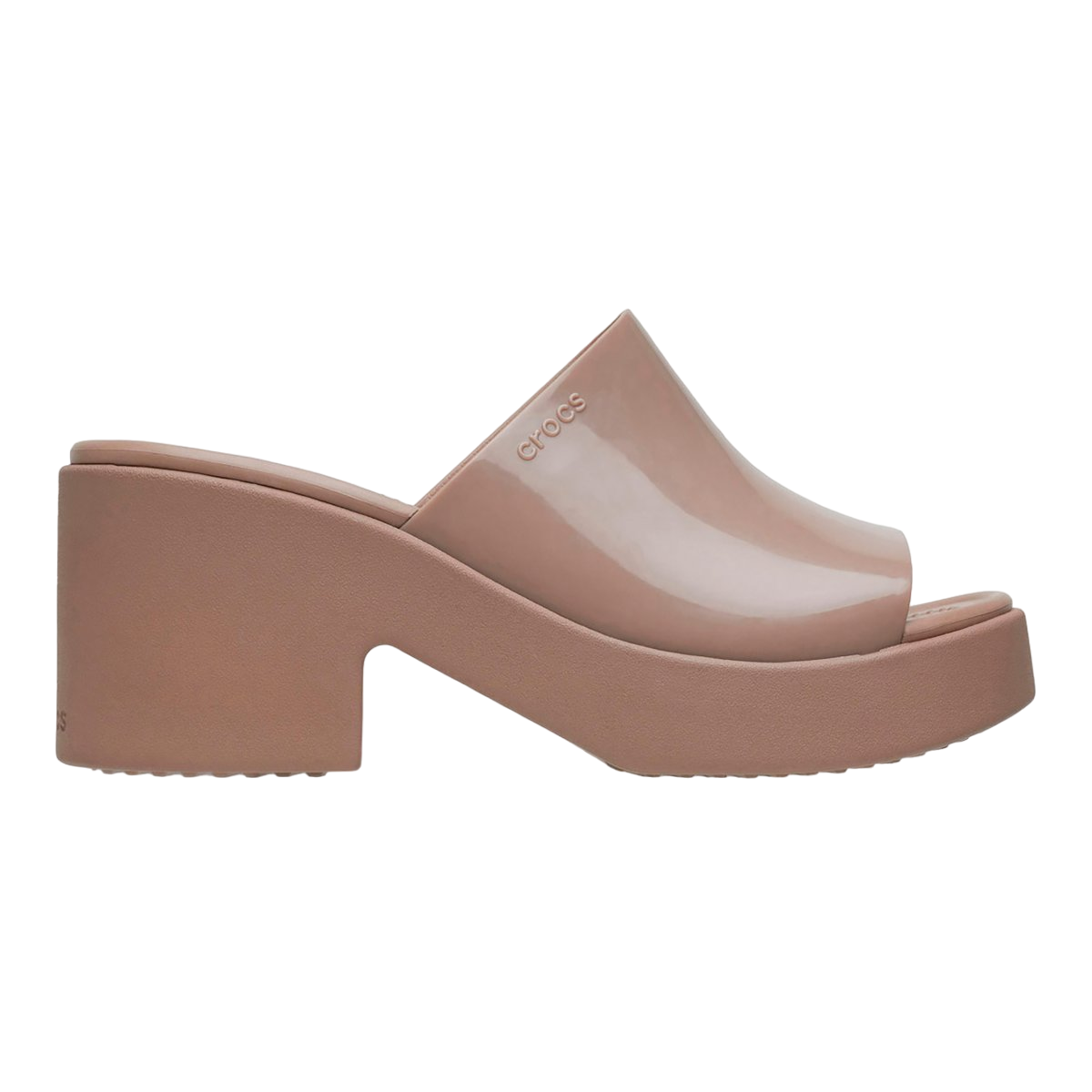Crocs sandalo da donna con tacco Brooklyn Slide High Shine Heel 209709-2Q9 latte