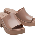 Crocs sandalo da donna con tacco Brooklyn Slide High Shine Heel 209709-2Q9 latte