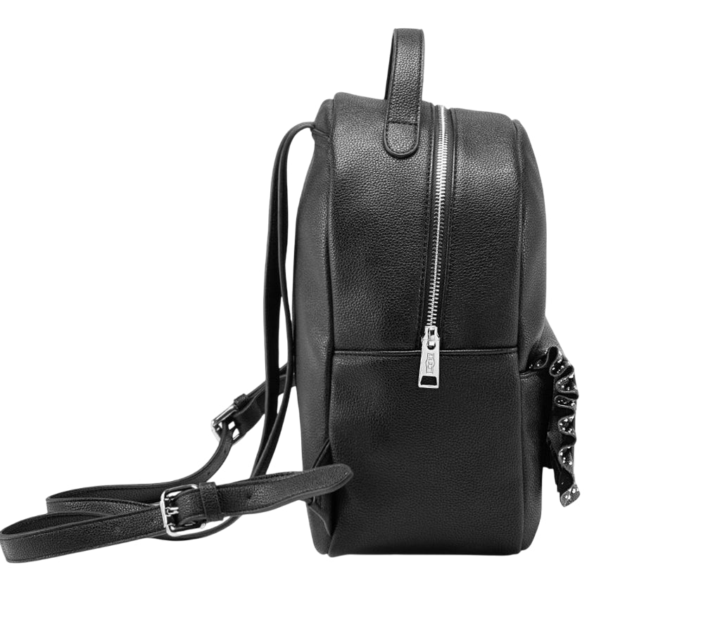 Cult Zaino Yoko Nero X4FPWX060065999 – Zaino Elegante in Ecopelle Donna con Rouches - laterale