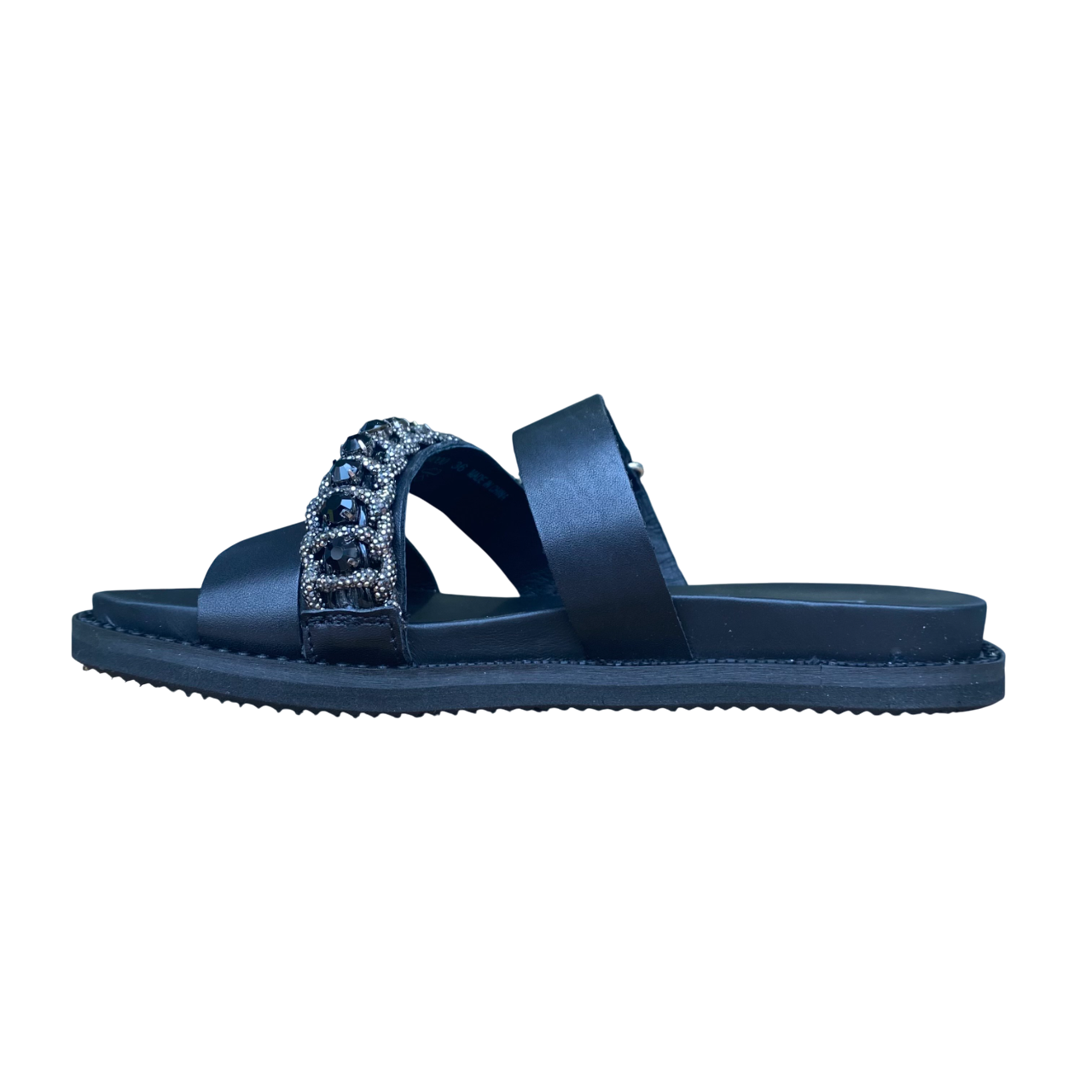 Cult sandalo da donna con sottili fascette decorate da dettagli in strass e gemme ROSHELLE 4490 nero