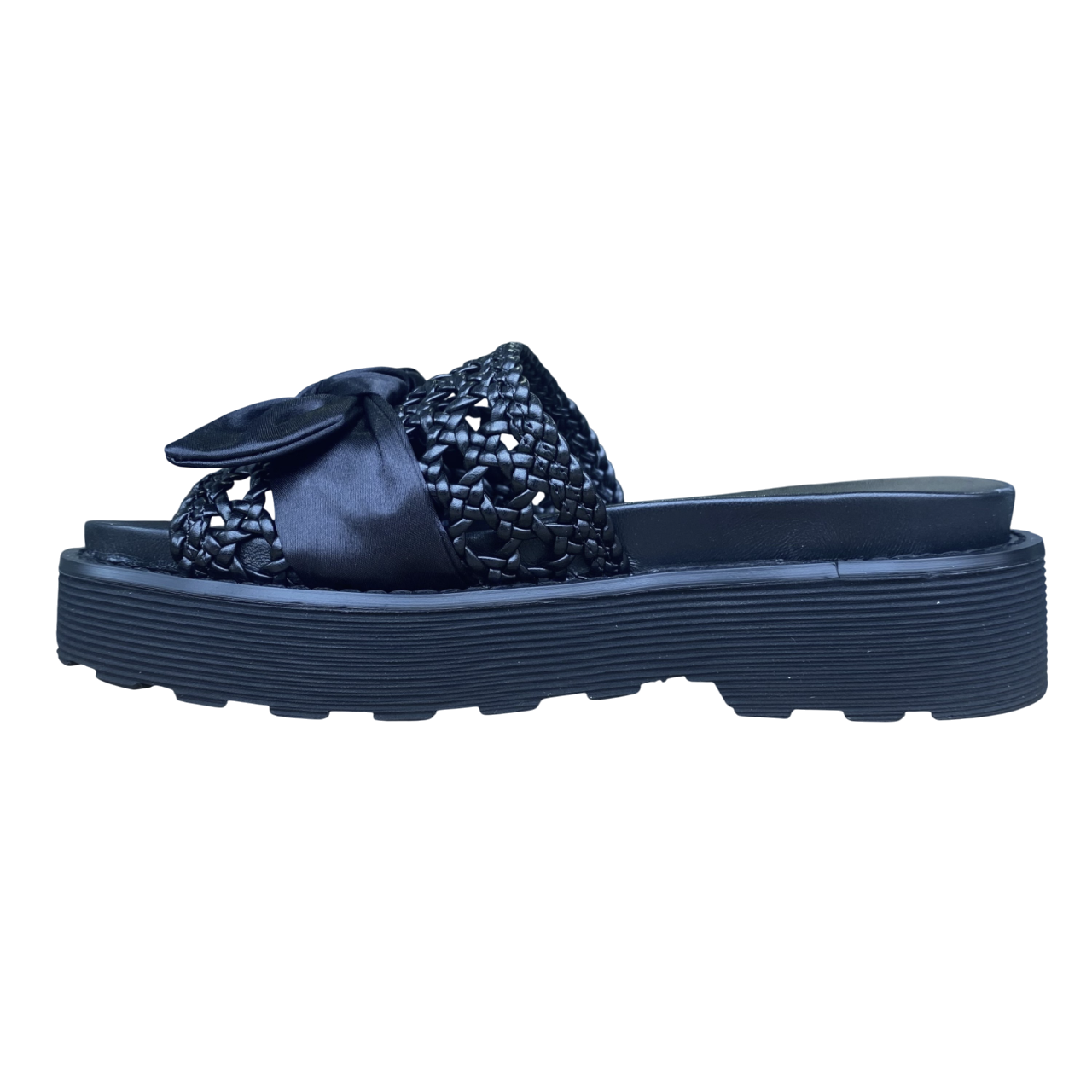 Cult sandalo flat da donna con fascia in pelle intrecciata e fiocco in reso ZIGGY 4288 nero
