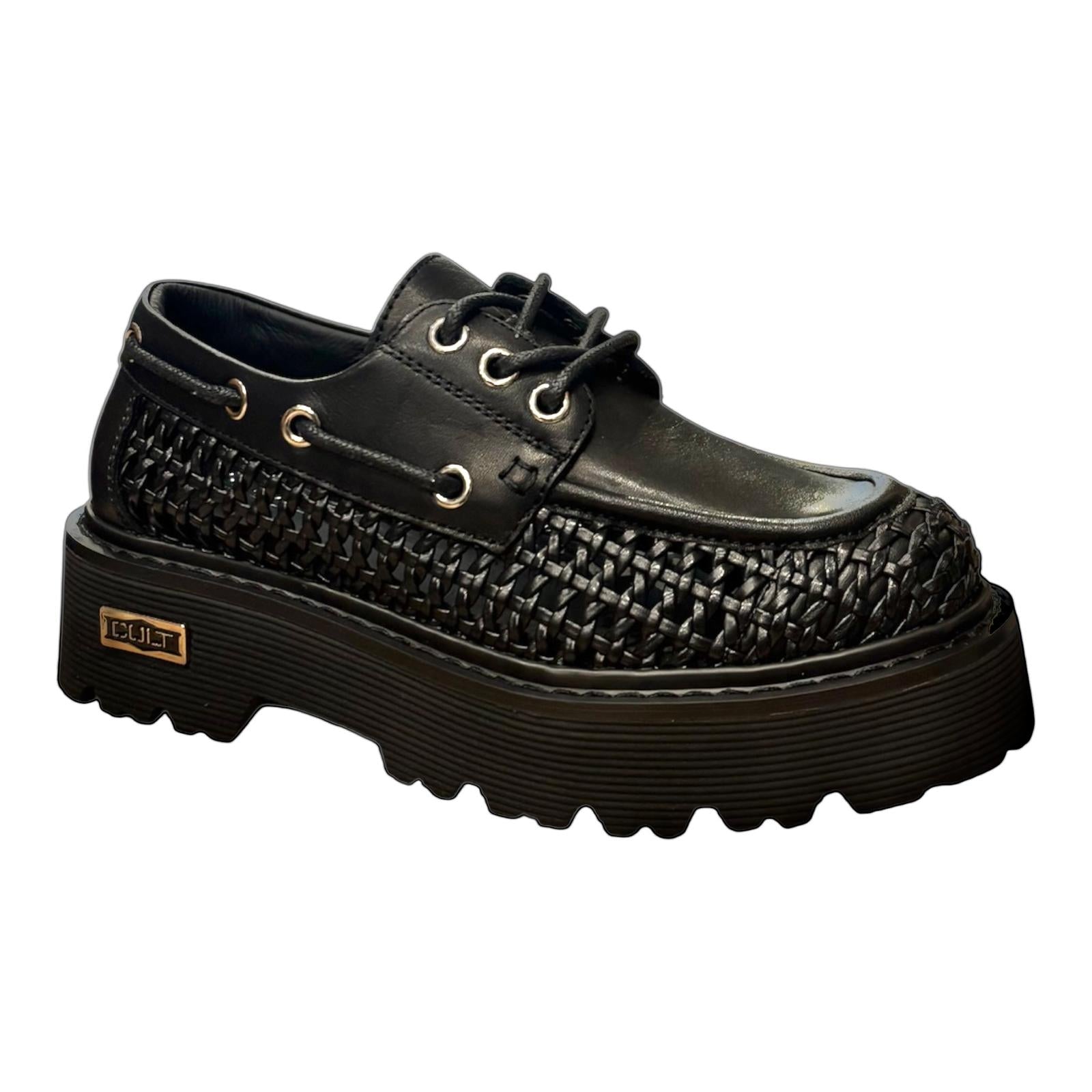 Cult scarpa da donna in pelle intrecciata SLASH 4686 nero