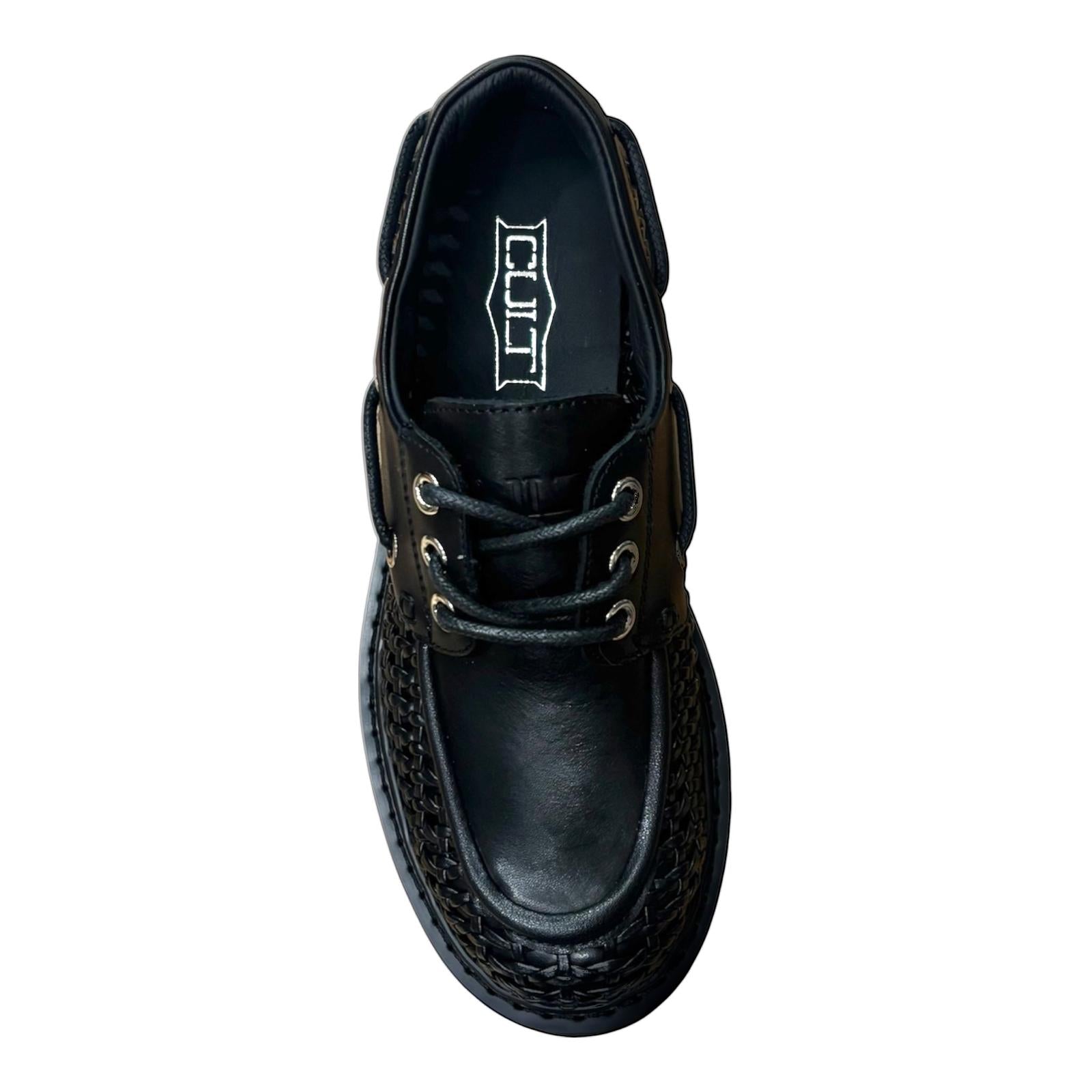 Cult scarpa da donna in pelle intrecciata SLASH 4686 nero