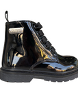 Cult scarpa anfibio da bambina T-131 nero lucido