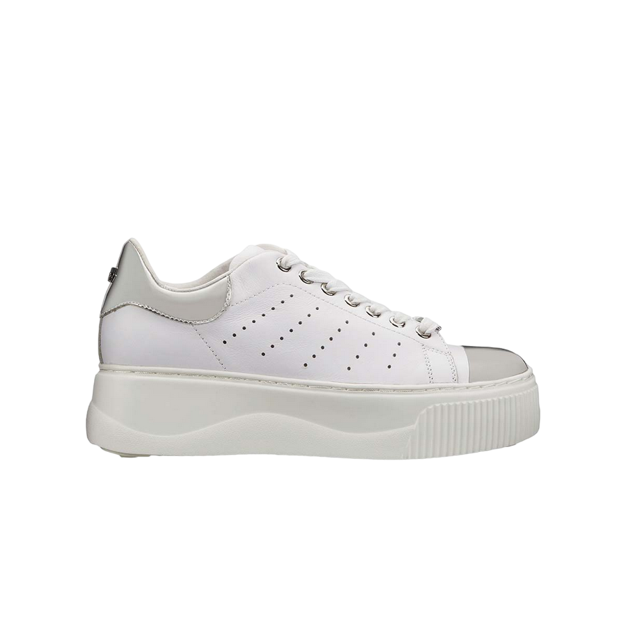 Cult scarpa sneakers da donna in pelle con zeppa  Perry 3162 Low CLW316207 bianco argento