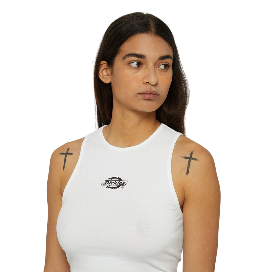 Dickies canotta da donna in cotone elasticizzato Powers DK0A4Y8DWHX1 bianco sportiamo