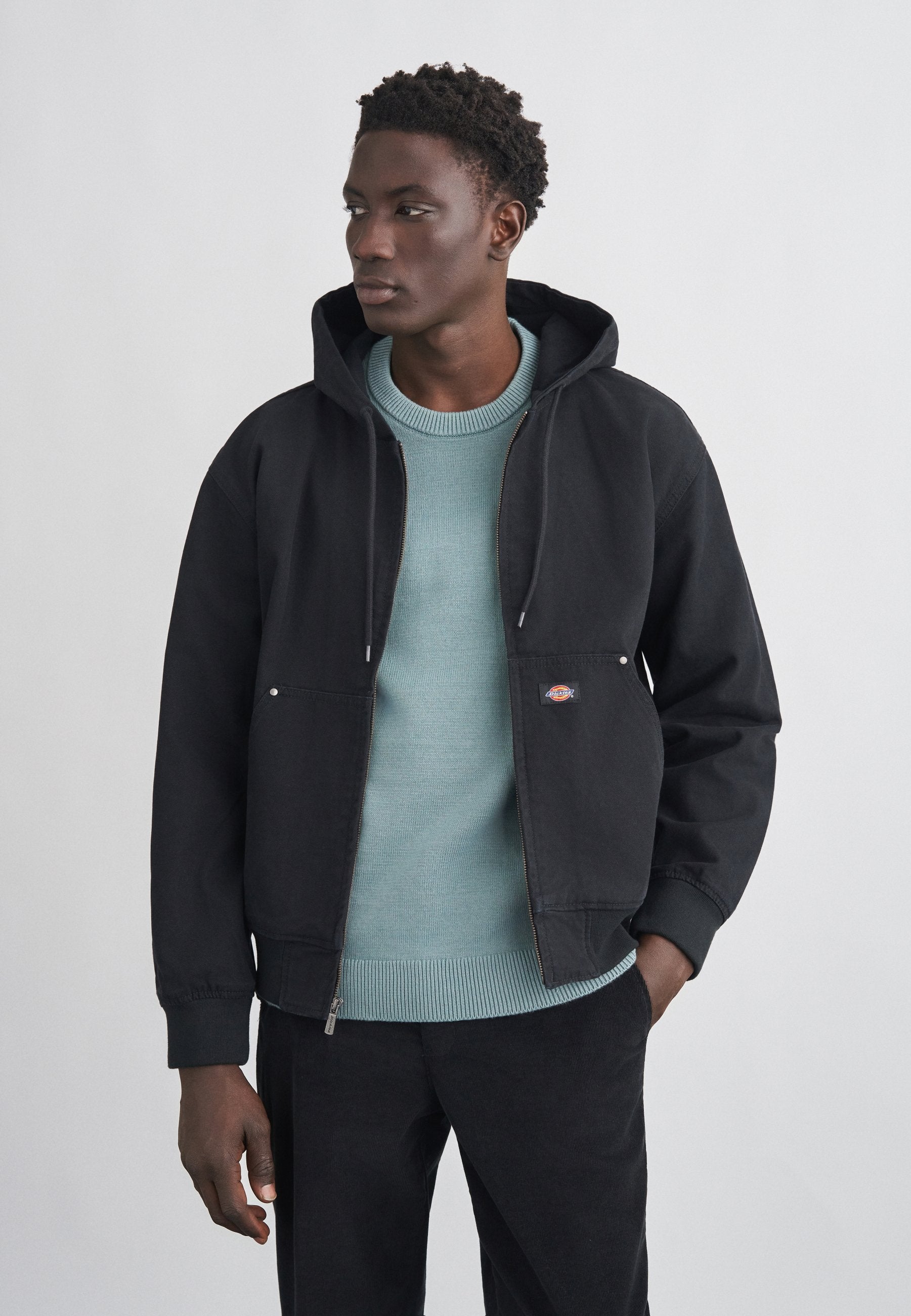 Dickies giubbino bomber in canvas da uomo con cappuccio Unlined DK0A88JZBLK1 nero