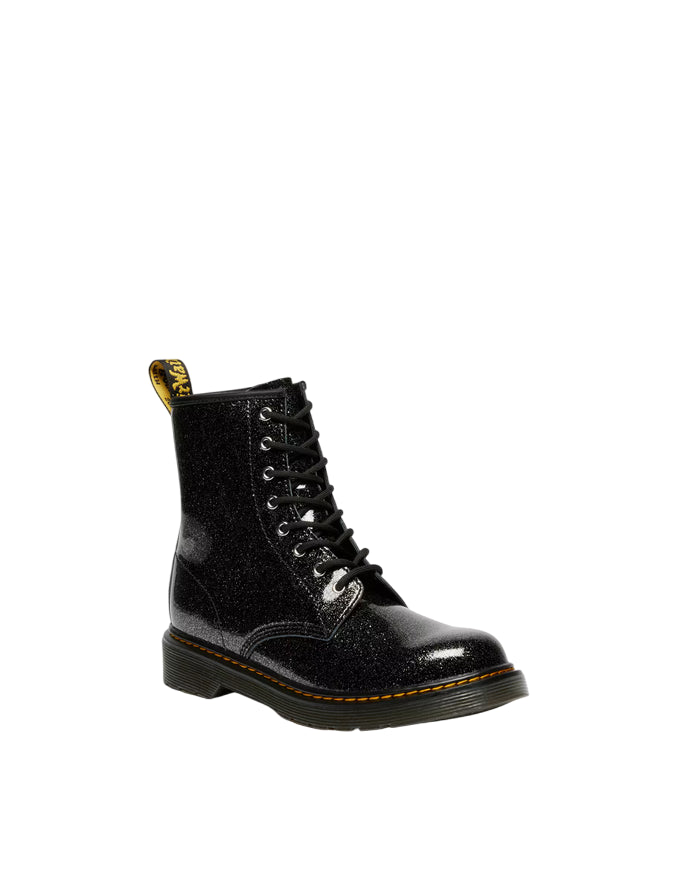 Dr. Martens – Stivali Junior 1460 Glitter 41436001 Nero & Argento | Design Brillante, Pelle Glitterata Kids, Comfort Protezione - laterale