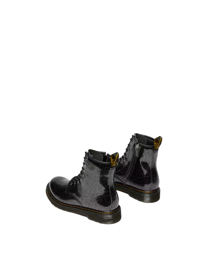 Dr. Martens – Stivali Junior 1460 Glitter 41437001 Nero & Argento | Design Brillante, Pelle Glitterata Kids, Comfort Protezione - retro