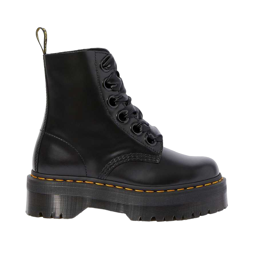 Dr. Martens anfibio con zeppa da donna 6 fori Molly 24861001 Buttero nero