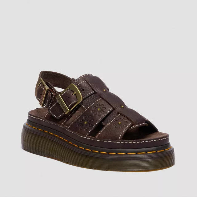 Dr Martens sandalo da donna con zeppa Wrenlie Fisherman 42339200 grizzly dark brown