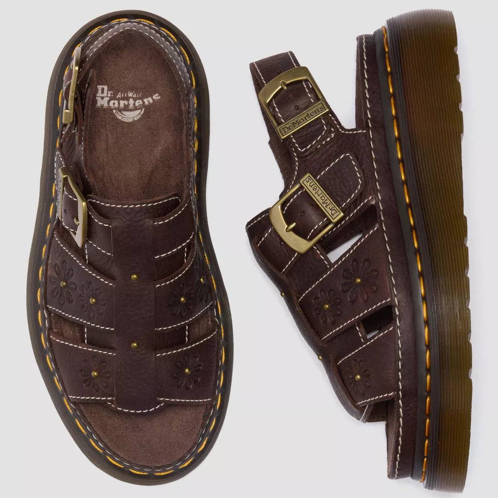 Dr Martens sandalo da donna con zeppa Wrenlie Fisherman 42339200 grizzly dark brown