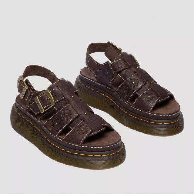 Dr Martens sandalo da donna con zeppa Wrenlie Fisherman 42339200 grizzly dark brown