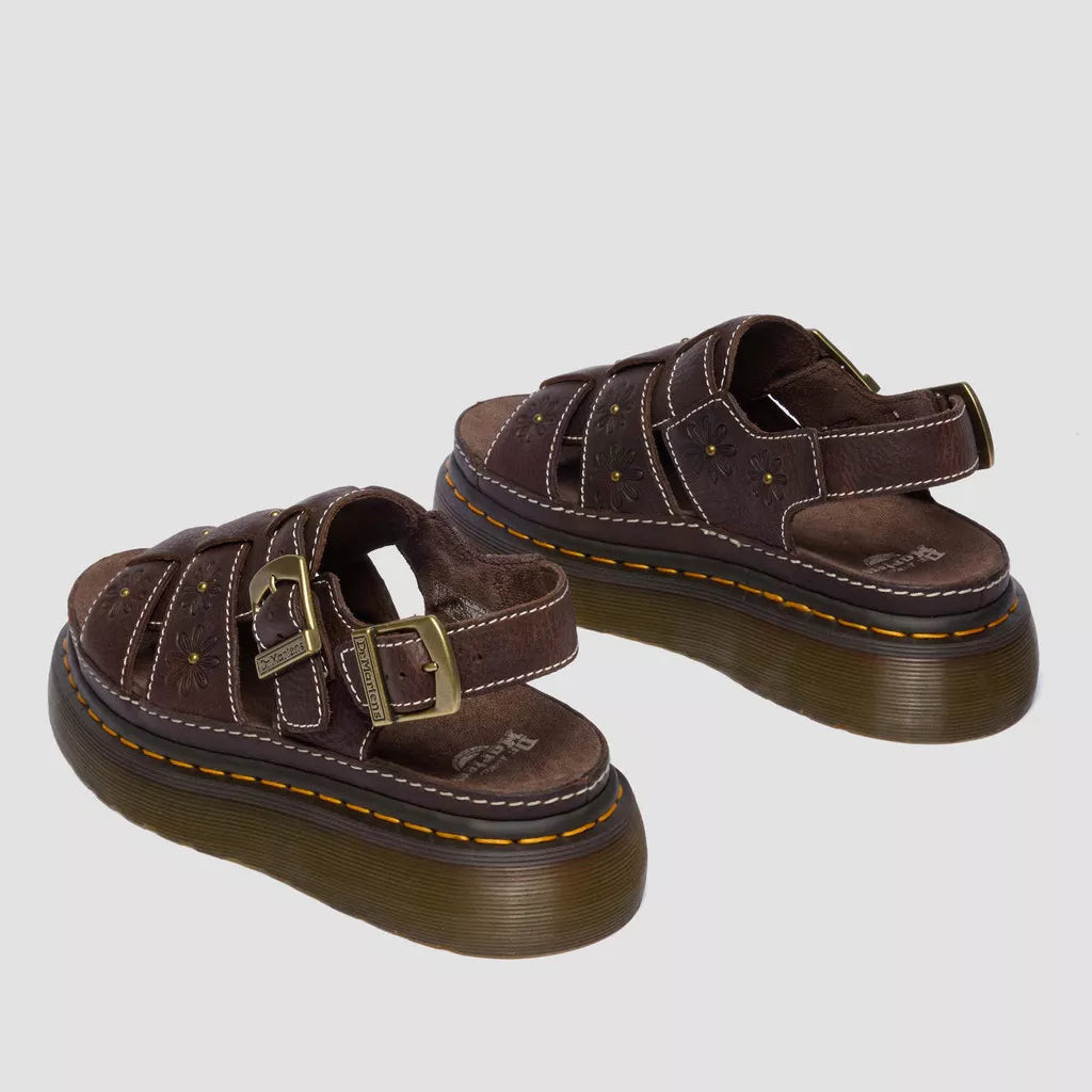 Dr Martens sandalo da donna con zeppa Wrenlie Fisherman 42339200 grizzly dark brown