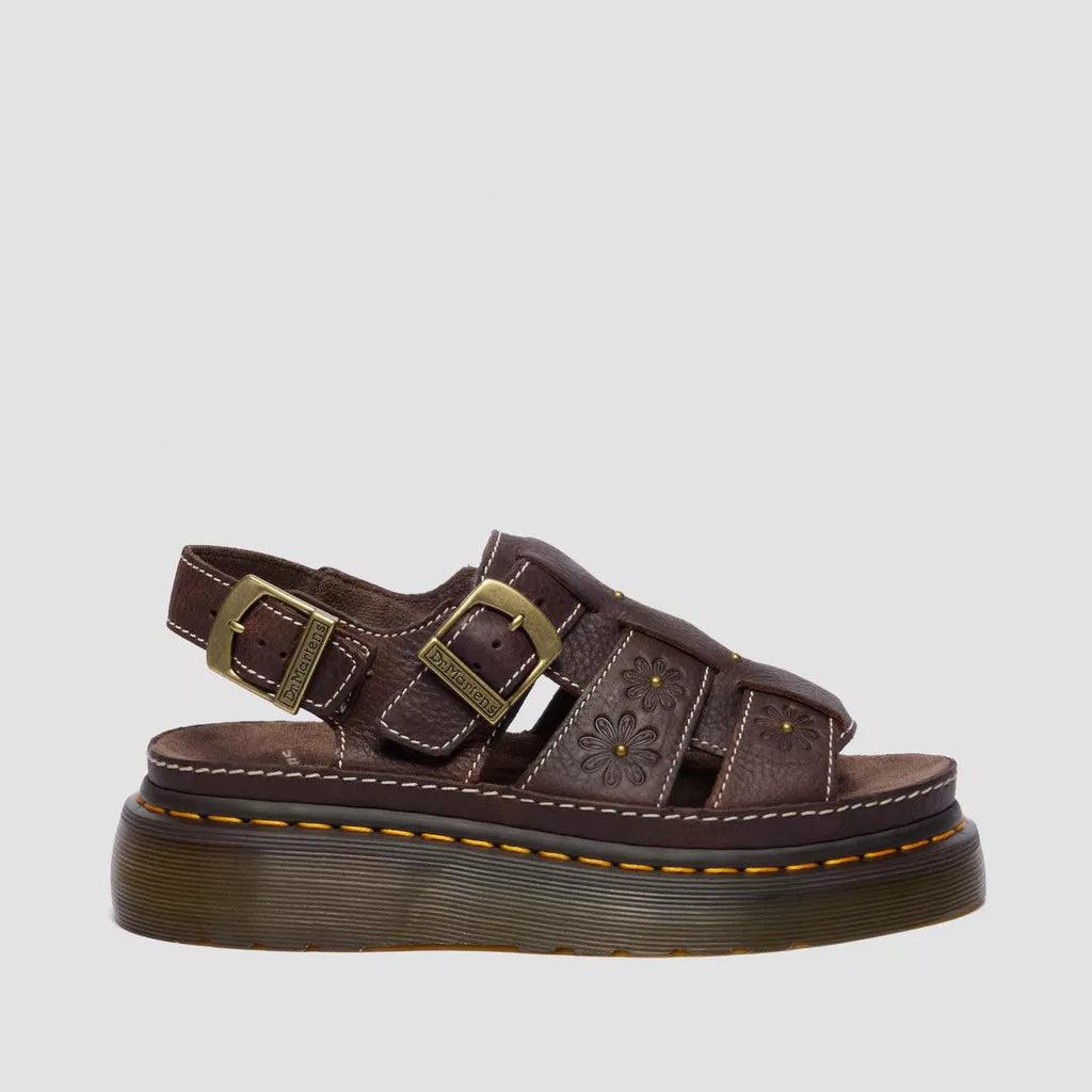 Dr Martens sandalo da donna con zeppa Wrenlie Fisherman 42339200 grizzly dark brown
