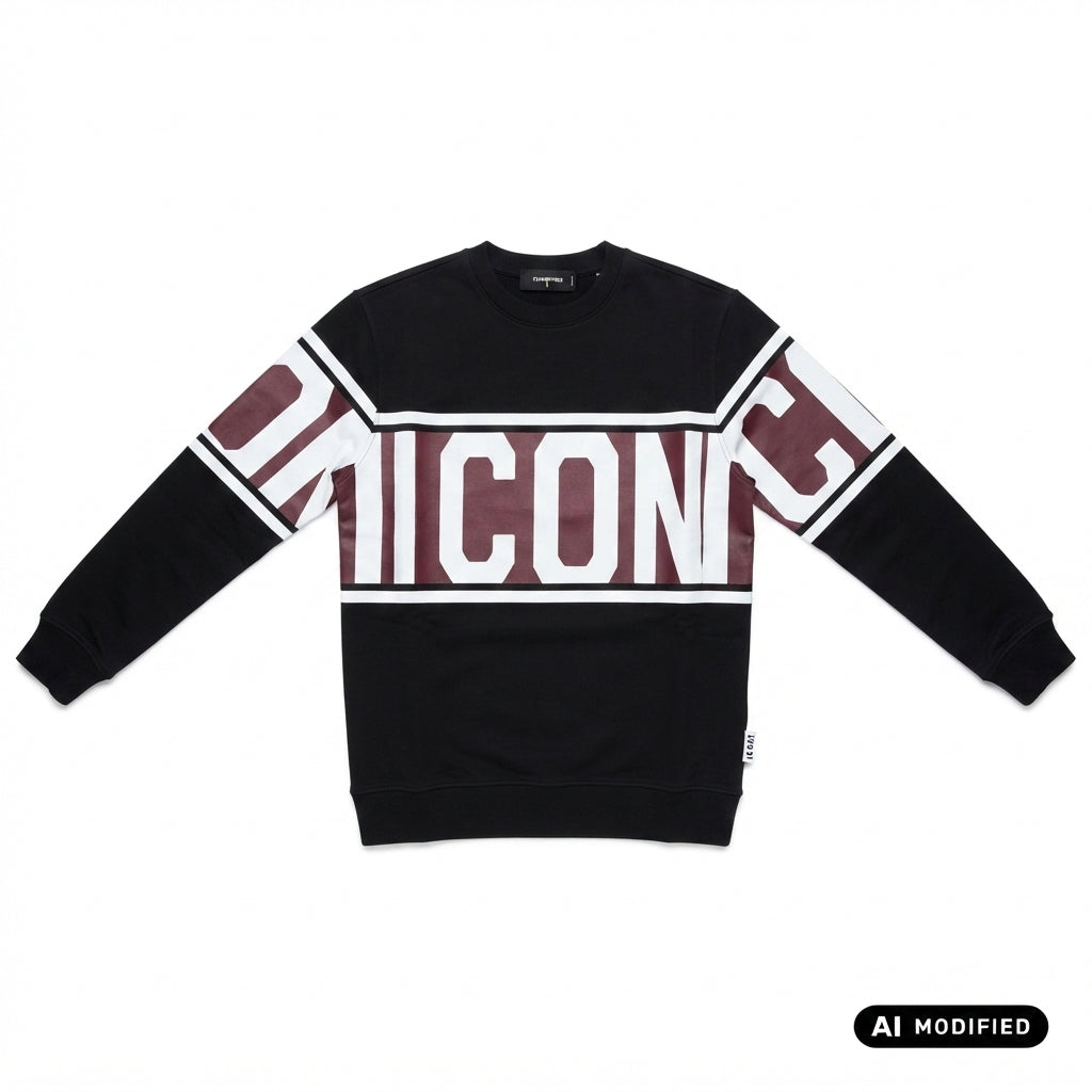 Icon felpa girocollo da uomo Stripe IUF052 nera