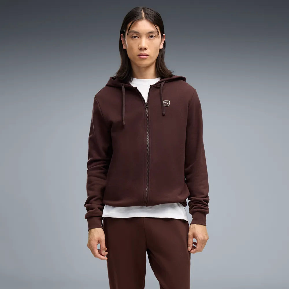 Puma tuta sportiva da uomo con cappuccio Essential Elevated Suit FL 695216-33 cioccolato