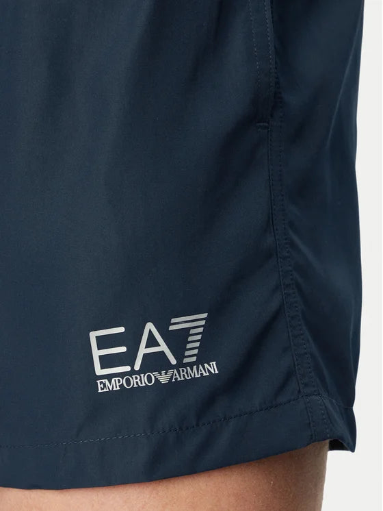 EA7 Emporio Armani Costume Boxer Uomo Blu Argento Logo - 7M001677 AF13019 MB010